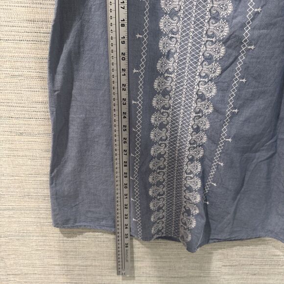 Resort Wear Cruise Wear Country Chic Denim Dress Embroidered Size Medium - Picture 8 of 11
